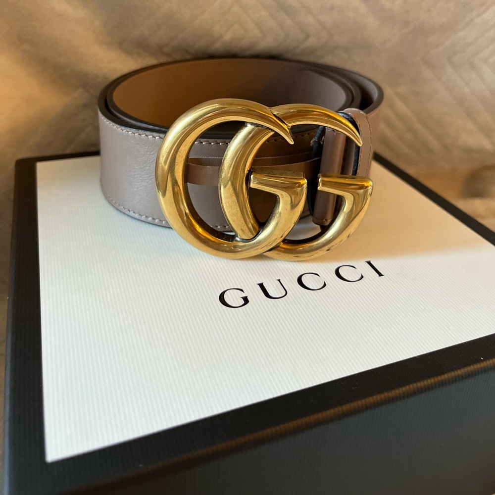 Gucci GG Marmont Leather Belt - Dusty Pink